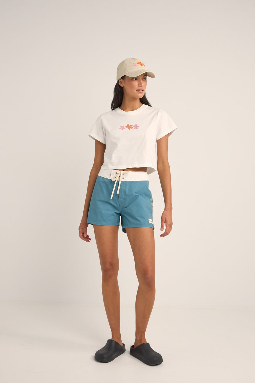 Bora Bora Floral Crop Crew - Women's T-Shirt