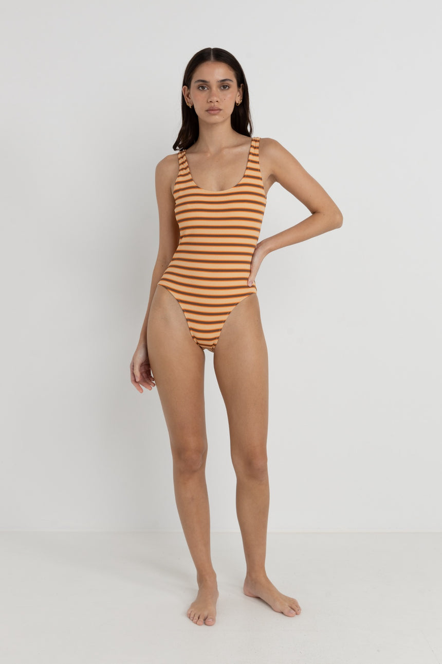Tide Stripe Scoop Neck Einteiler Damen