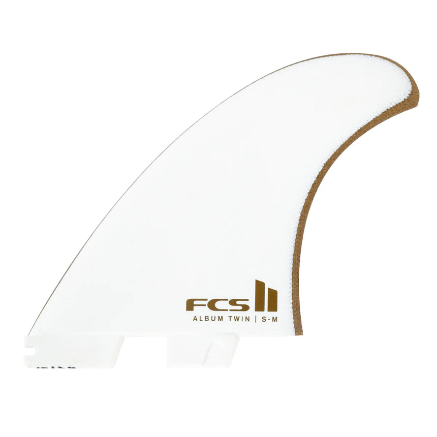 FCS II Album Twin+1 PG White/Gold Retail Fins - Derives de Surf