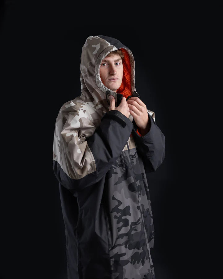 Nexus - Poncho Impermeable Zippé Adulte Manches Longues Noir Camo
