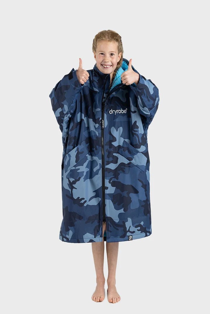Advance Kids Changerobes - Poncho Impermeable Zippé Enfant Bleu CamoPonchosDryrobe