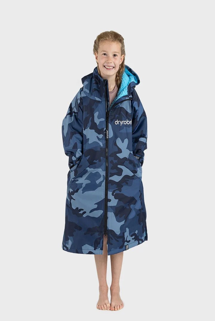 Advance Kids Changerobes - Poncho Impermeable Zippé Enfant Bleu CamoPonchosDryrobe