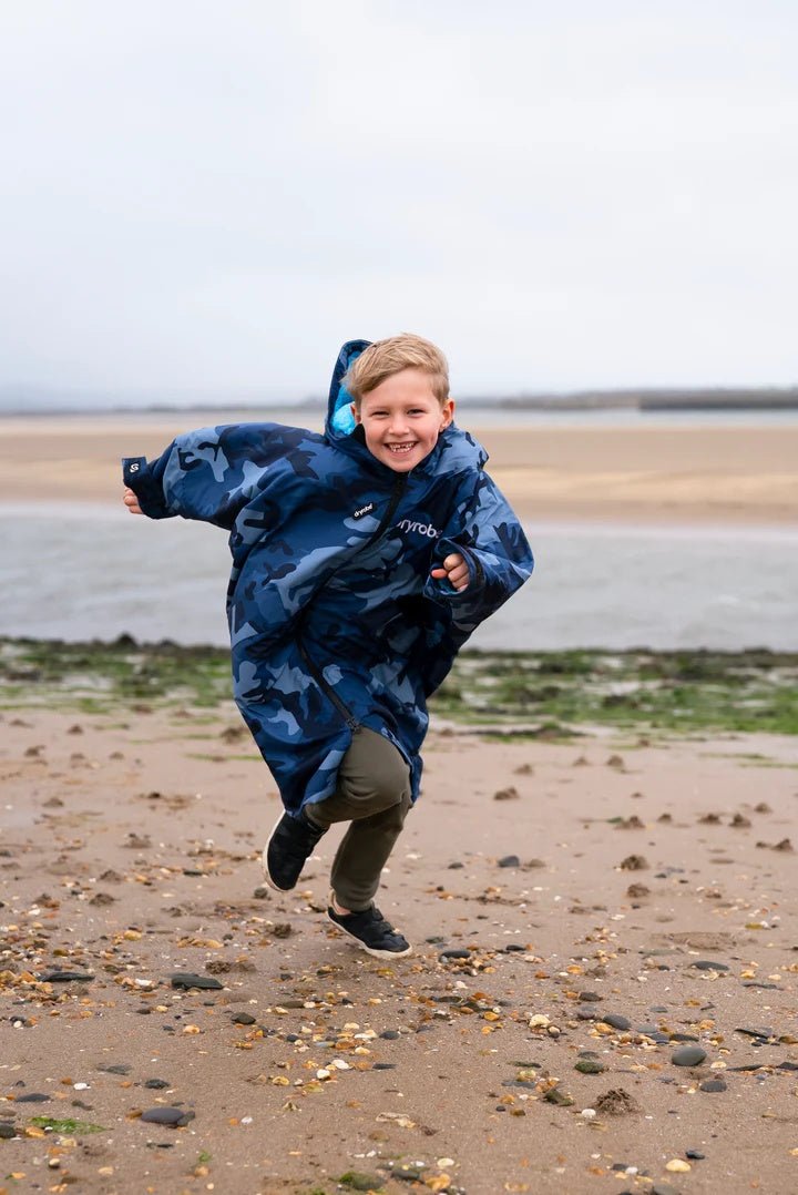 Advance Kids Changerobes - Poncho Impermeable Zippé Enfant Bleu CamoPonchosDryrobe