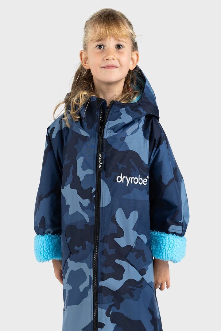 Advance Kids Changerobes - Poncho Impermeable Zippé Enfant Bleu CamoPonchosDryrobe