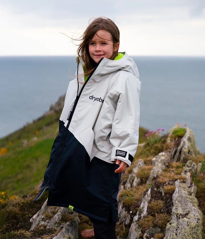 Advance Kids Changerobes - Poncho Impermeable Zippé Enfant Gris/CitronPonchosDryrobe