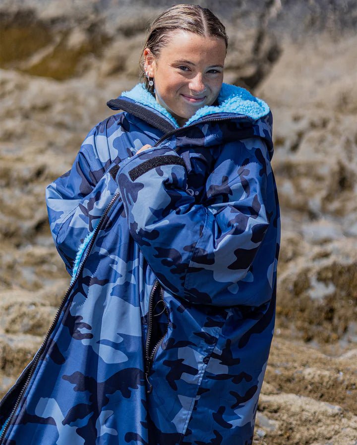 Advance - Poncho Impermeable Zippé Adulte Manches Longues Bleu CamoPonchosDryrobe
