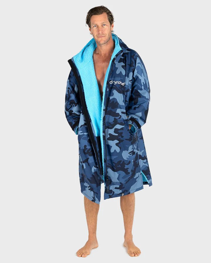 Advance - Poncho Impermeable Zippé Adulte Manches Longues Bleu CamoPonchosDryrobe