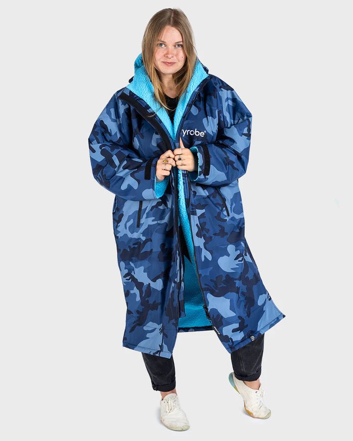 Advance - Poncho Impermeable Zippé Adulte Manches Longues Bleu CamoPonchosDryrobe