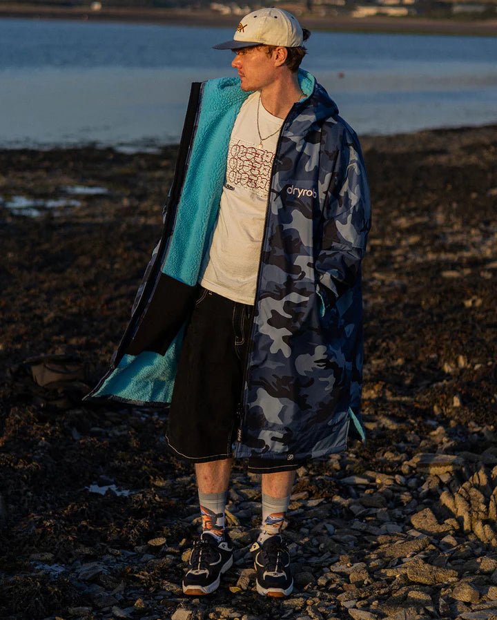 Advance - Poncho Impermeable Zippé Adulte Manches Longues Bleu CamoPonchosDryrobe