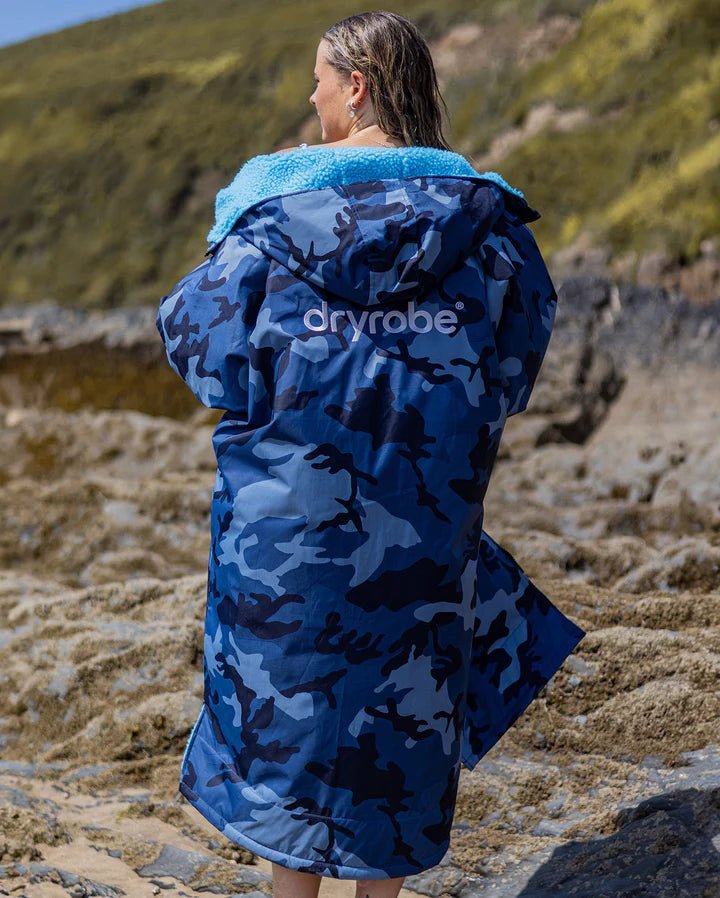 Advance - Poncho Impermeable Zippé Adulte Manches Longues Bleu CamoPonchosDryrobe