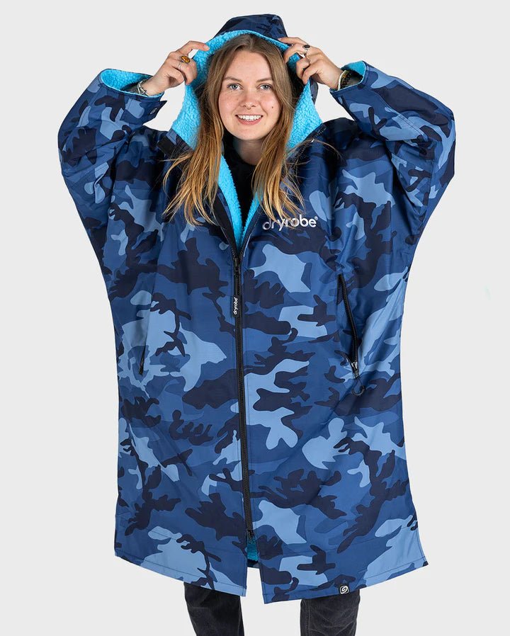 Advance - Poncho Impermeable Zippé Adulte Manches Longues Bleu CamoPonchosDryrobe