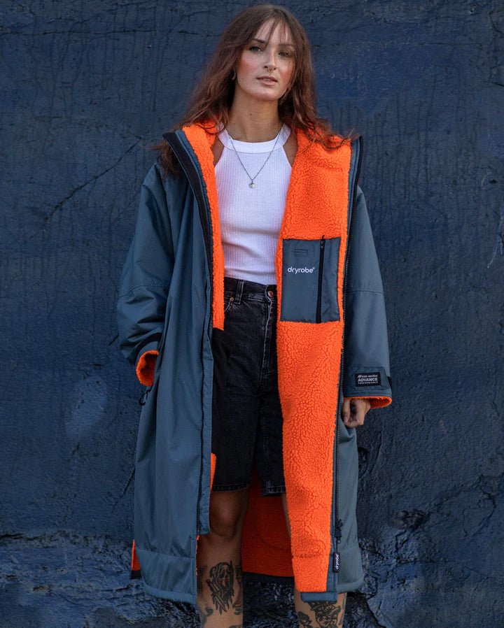 Advance - Poncho Impermeable Zippé Adulte Manches Longues Gris/OrangePonchosDryrobe