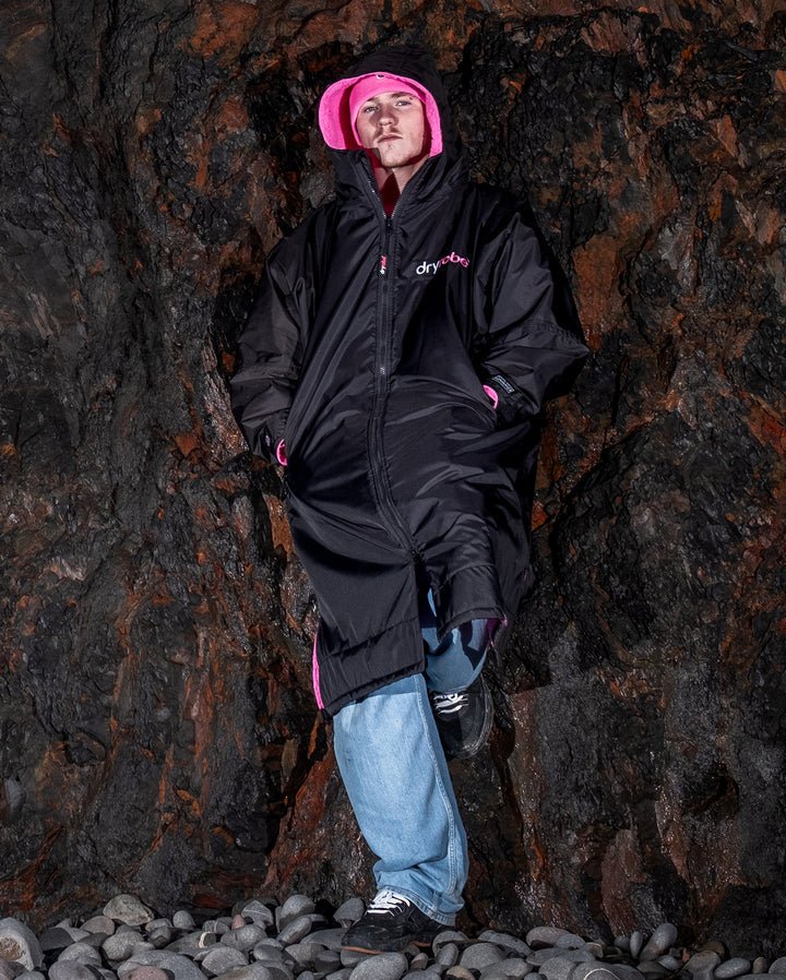 Advance - Poncho Impermeable Zippé Adulte Manches Longues Noir / RosePonchosDryrobe