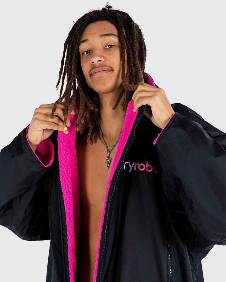 Advance - Poncho Impermeable Zippé Adulte Manches Longues Noir / RosePonchosDryrobe