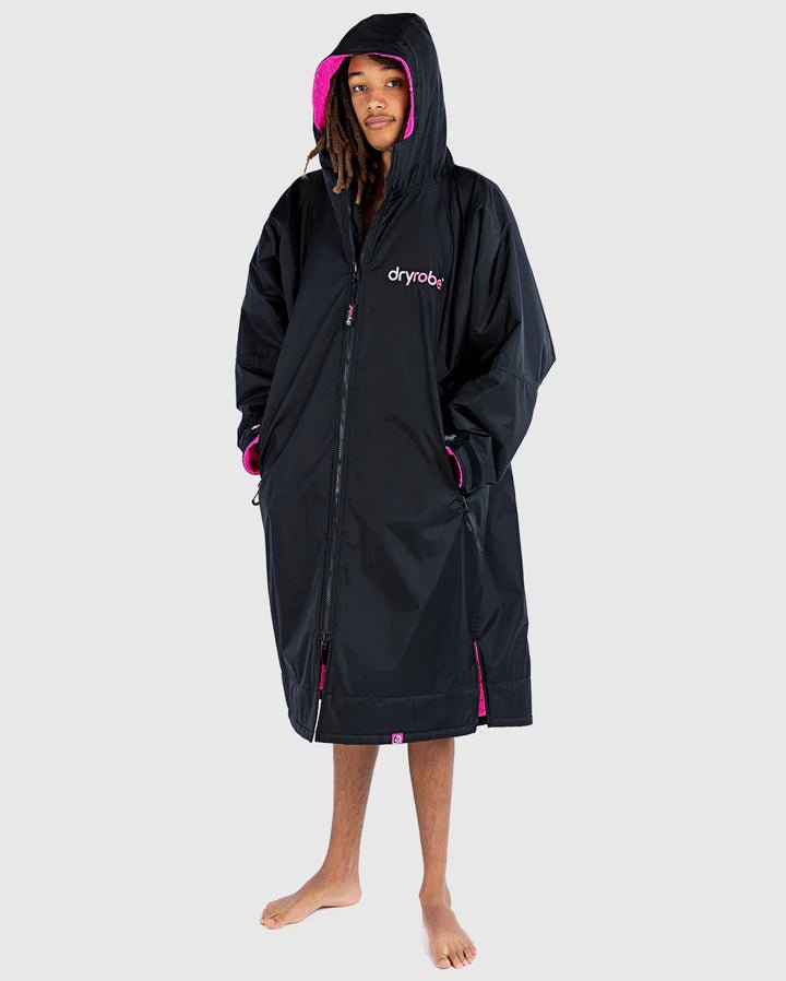 Advance - Poncho Impermeable Zippé Adulte Manches Longues Noir / RosePonchosDryrobe