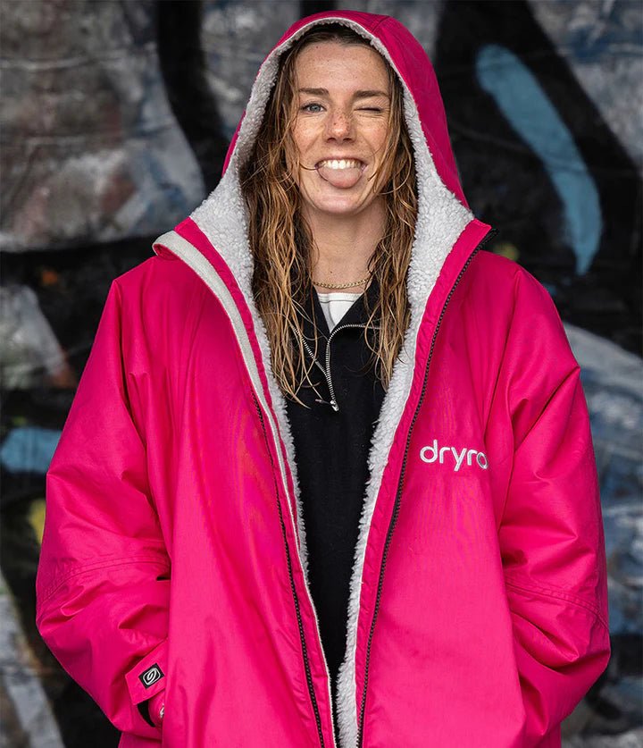Advance - Poncho Impermeable Zippé Adulte Manches Longues Rose / GrisPonchosDryrobe
