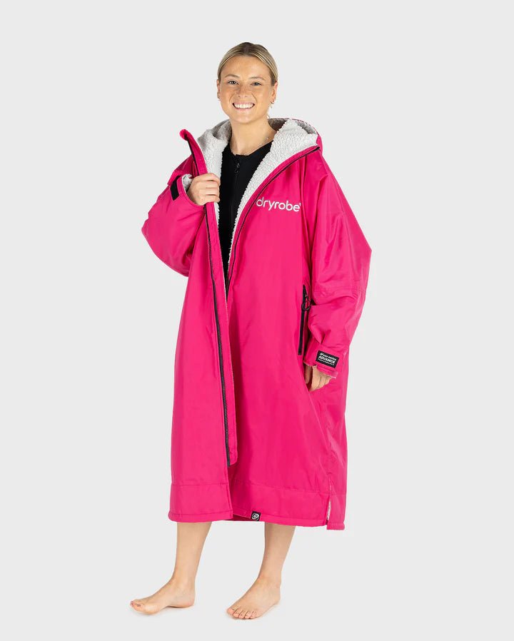 Advance - Poncho Impermeable Zippé Adulte Manches Longues Rose / GrisPonchosDryrobe