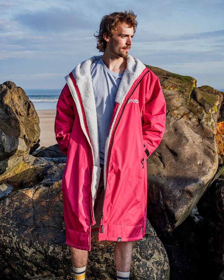 Advance - Poncho Impermeable Zippé Adulte Manches Longues Rose / GrisPonchosDryrobe