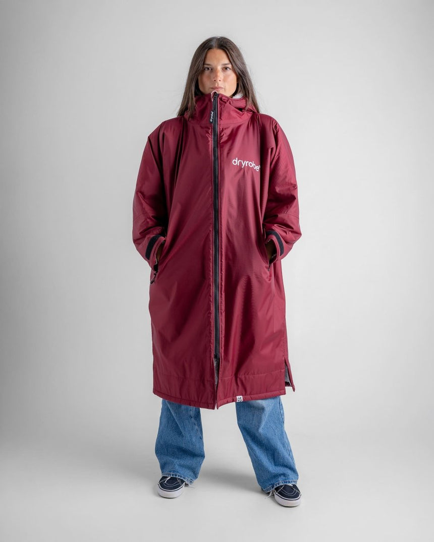Advance - Poncho Impermeable Zippé Adulte Manches Longues Rouge / GrisPonchosDryrobe