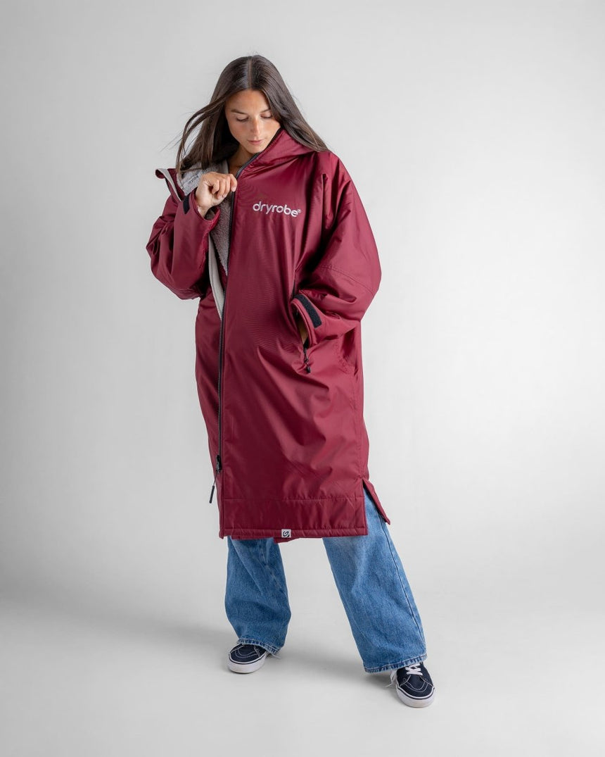Advance - Poncho Impermeable Zippé Adulte Manches Longues Rouge / GrisPonchosDryrobe