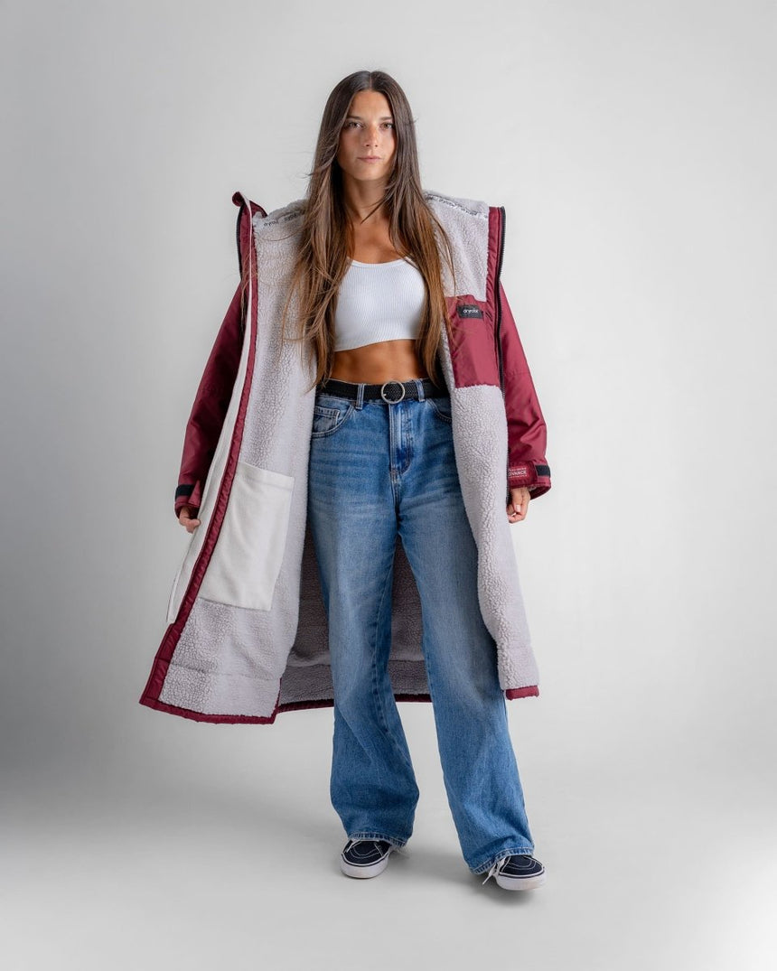 Advance - Poncho Impermeable Zippé Adulte Manches Longues Rouge / GrisPonchosDryrobe