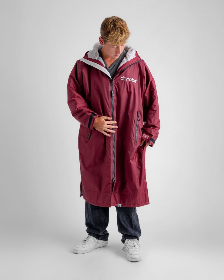 Advance - Poncho Impermeable Zippé Adulte Manches Longues Rouge / GrisPonchosDryrobe