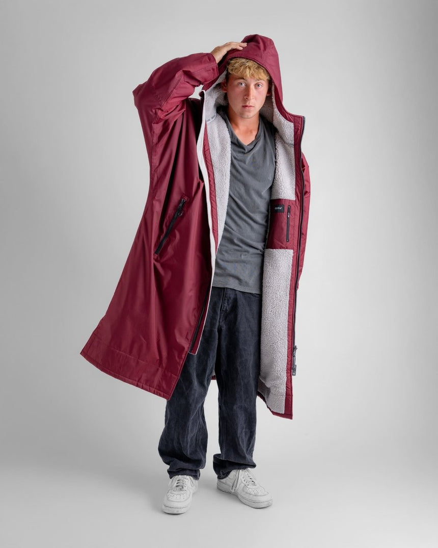 Advance - Poncho Impermeable Zippé Adulte Manches Longues Rouge / GrisPonchosDryrobe