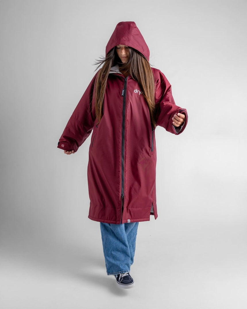 Advance - Poncho Impermeable Zippé Adulte Manches Longues Rouge / GrisPonchosDryrobe