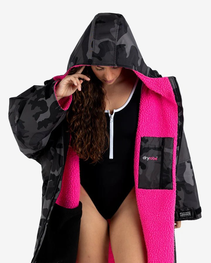 Advance - Poncho Impermeable Zippé Adulte ML Noir Camo / RosePonchosDryrobe
