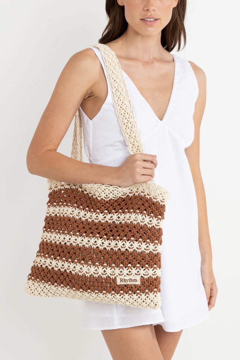 Cove Stripe Crochet Tote Bag - Sac porté Epaule en Maille CrochetTote BagsRhythm