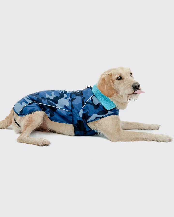 Dog Coat - Veste pour chien Bleu Camo / BleuPonchosDryrobe