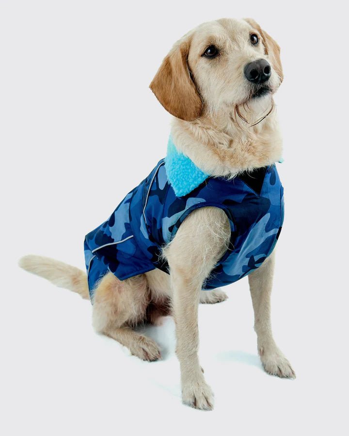 Dog Coat - Veste pour chien Bleu Camo / BleuPonchosDryrobe