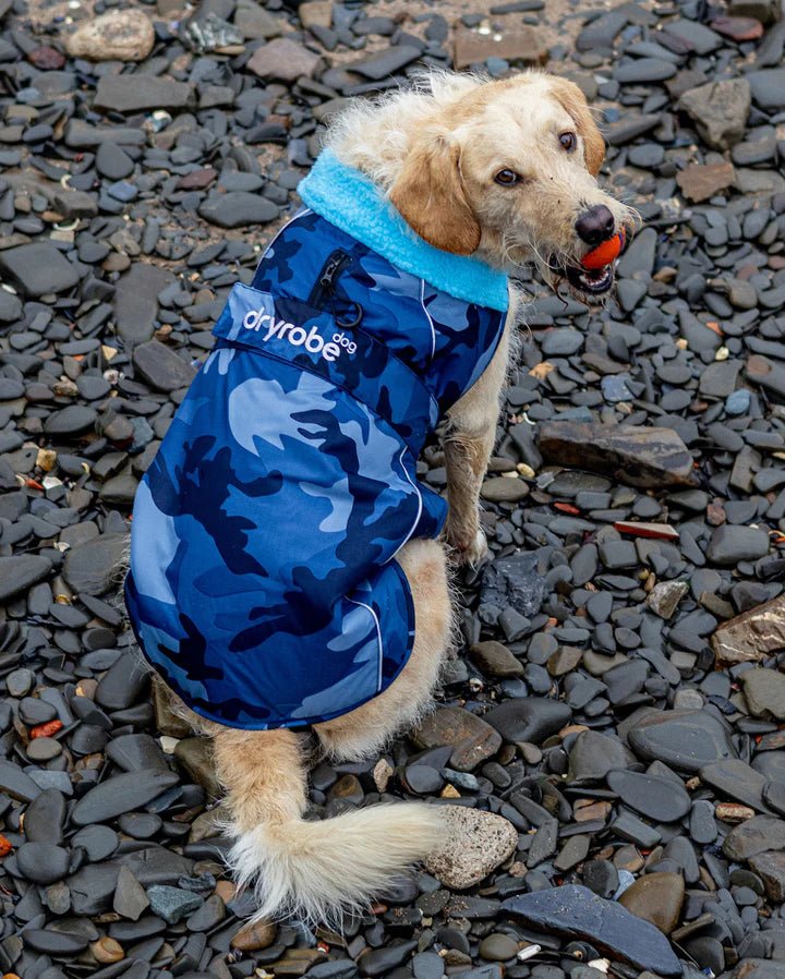 Dog Coat - Veste pour chien Bleu Camo / BleuPonchosDryrobe