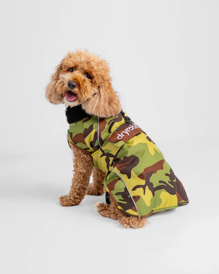 Dog Coat - Veste pour chien Vert Camo / NoirPonchosDryrobe