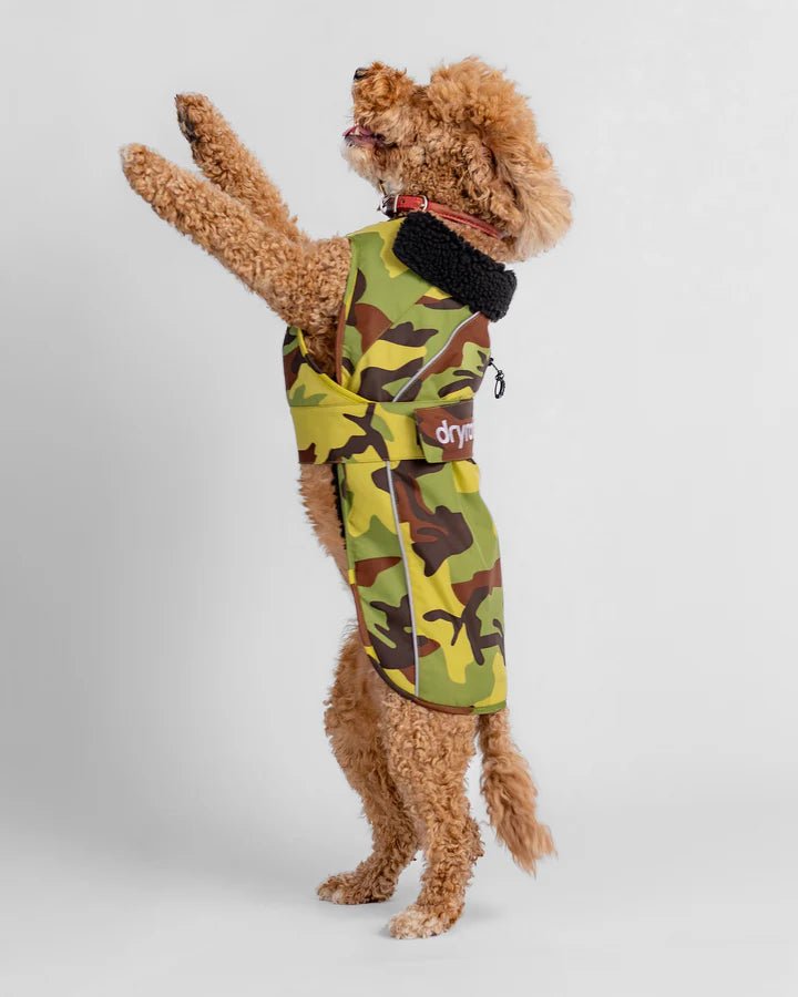 Dog Coat - Veste pour chien Vert Camo / NoirPonchosDryrobe