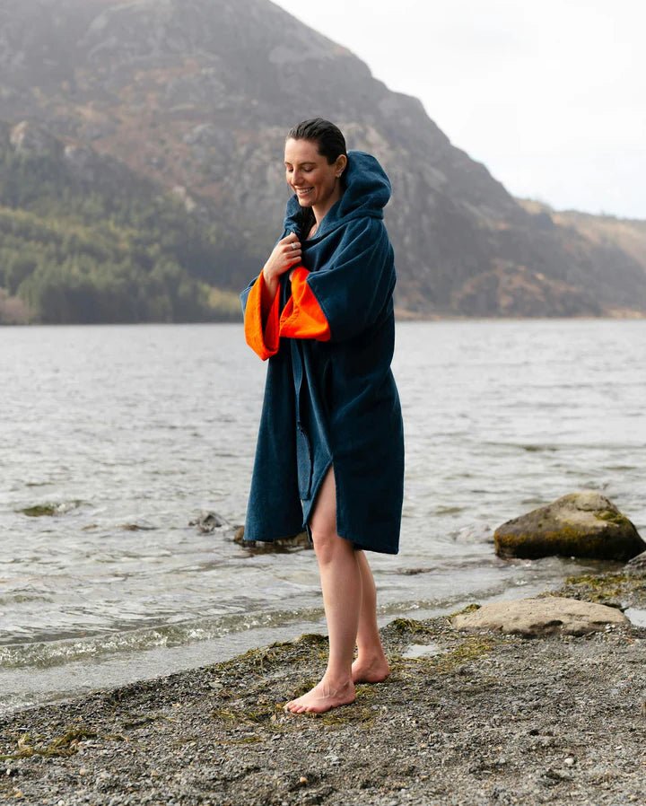 Towel Robe - Poncho Zippé Coton Organic Adulte BleuPonchosDryrobe