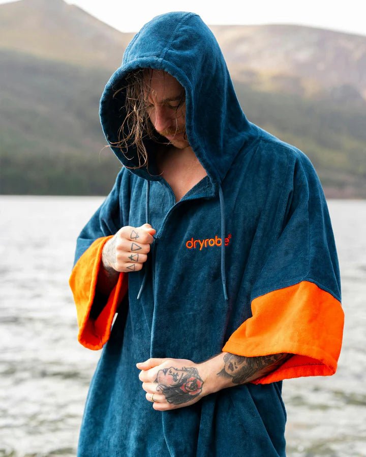 Towel Robe - Poncho Zippé Coton Organic Adulte BleuPonchosDryrobe