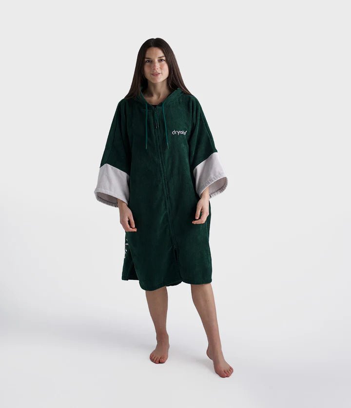 Towel Robe - Poncho Zippé Coton Organic Adulte VertPonchosDryrobe