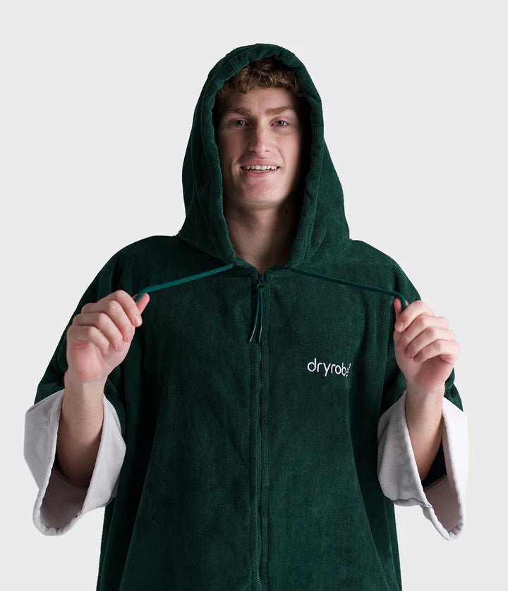 Towel Robe - Poncho Zippé Coton Organic Adulte VertPonchosDryrobe