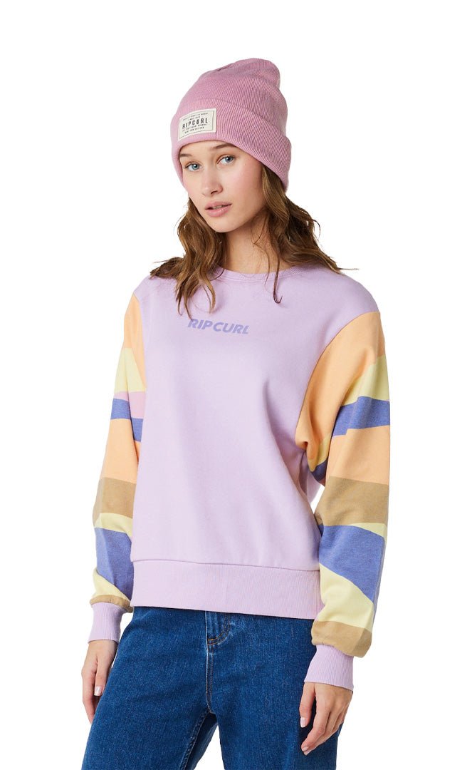 Crew Wavy Print Sleeves Lilac Sweat Femme#SweatsRip Curl