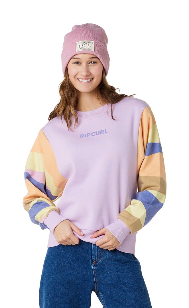 Crew Wavy Print Sleeves Lilac Sweat Femme#SweatsRip Curl