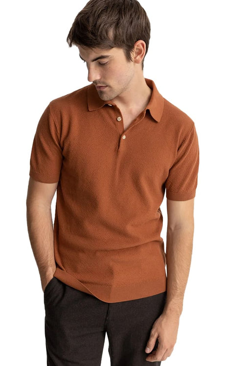 Textured Knit Polo Homme