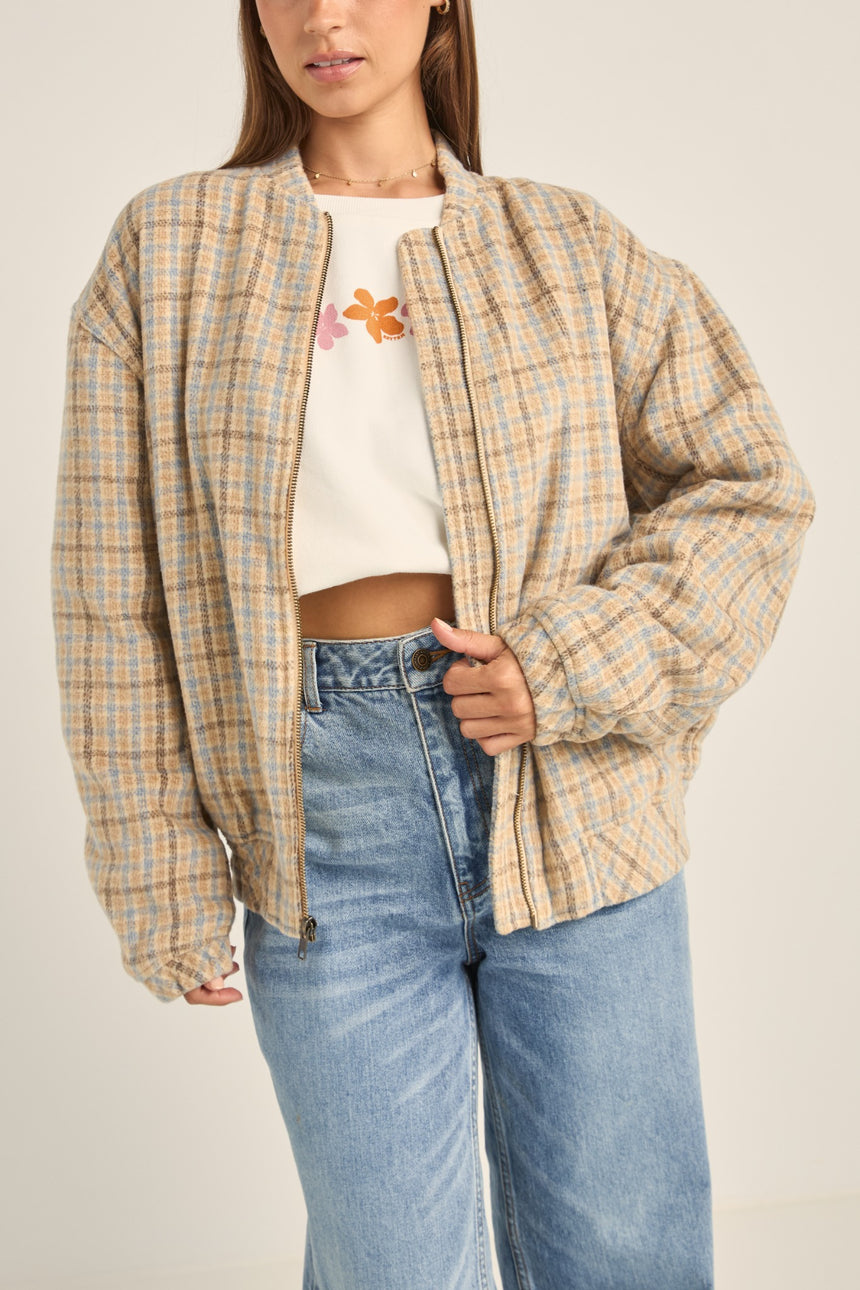 Luca Oversized Geruite Bomber - Damesjas