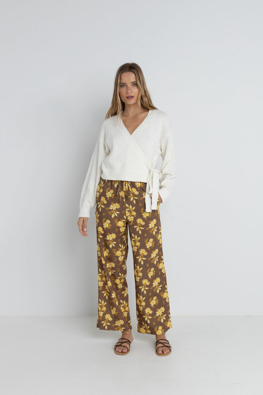 Anika Floral com Corda - Calças Femininas