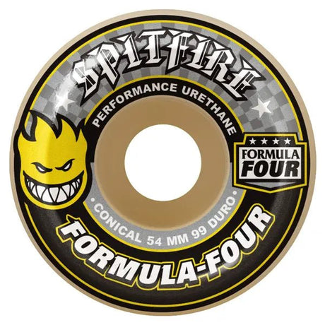 54 mm F4 99D Conical Yellow Print - Roues de SkateSkate WheelsSpitfire