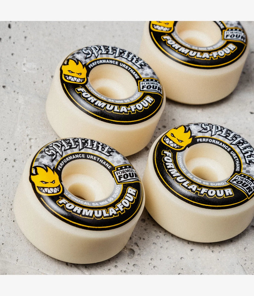 54 mm F4 99D Conical Yellow Print - Roues de SkateSkate WheelsSpitfire