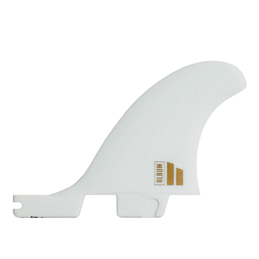 FCS II Album Twin+1 PG White/Gold Retail Fins - Derives de Surf