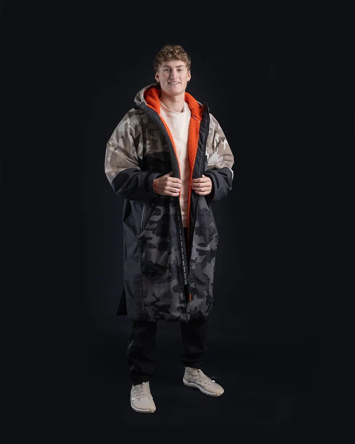 Nexus - Poncho Impermeable Zippé Adulte Manches Longues Noir Camo