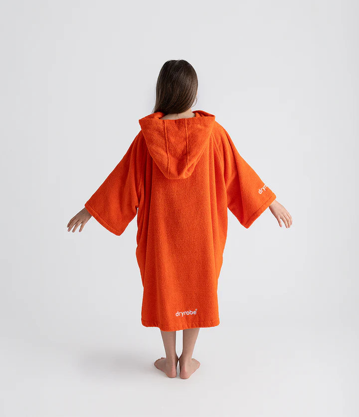 Bata de Toalla Orgánica - Poncho de Algodón Orgánico para Niños Naranja