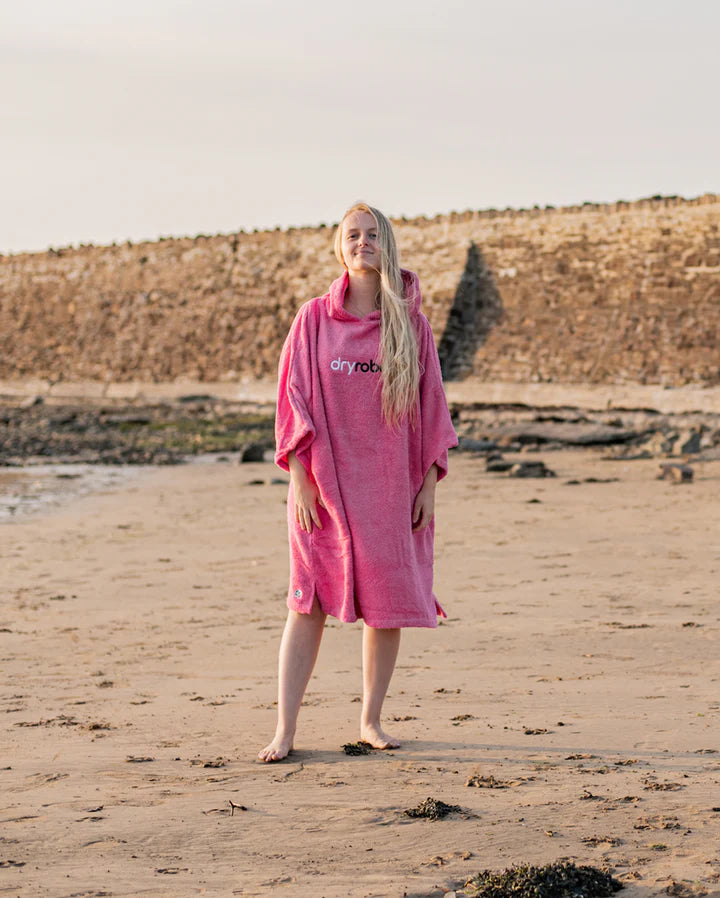 Bañera Toalla - Poncho de Algodón Orgánico Adulto Rosa